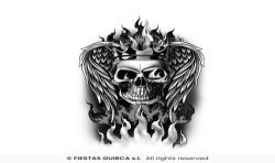 TATOUAGE TETE DE MORT COURONNEE 30 X 14 CM