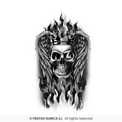 TATOUAGE TETE DE MORT COURONNEE 30 X 14 CM