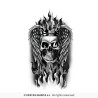 TATOUAGE TETE DE MORT COURONNEE 30 X 14 CM