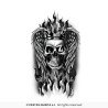 TATOUAGE TETE DE MORT COURONNEE 30 X 14 CM
