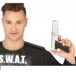 PISTOLET ARGENT OU OR 24 CM EN PLASTIQUE