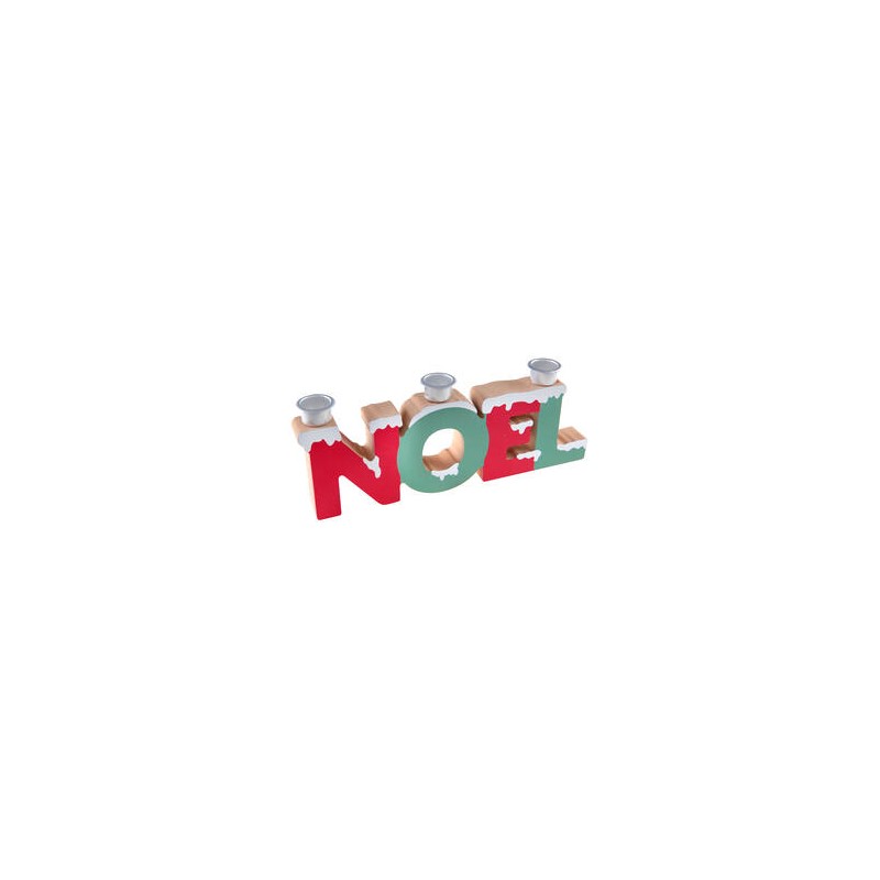 DECORATION PORTE BOUGIES LETTRES NOEL 26 X 3 X 8.5 CM