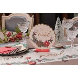 DECOR EN BOIS ROND JOYEUX NOEL MOTIFS SOUS BOIS ETOILE DE NOEL POMME DE PIN