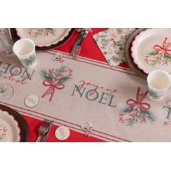 CHEMIN DE TABLE BOUQUET DE NOEL JOYEUX NOEL 28 CM X 3 M