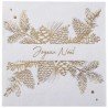10 SERVIETTES MAJESTUEUSE NATURE BLANC ET OR JOYEUX NOEL 33 X 33 CM