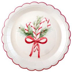 10 ASSIETTES BOUQUET DE NOEL ROUGE ET VERT JOYEUX NOEL 23 CM