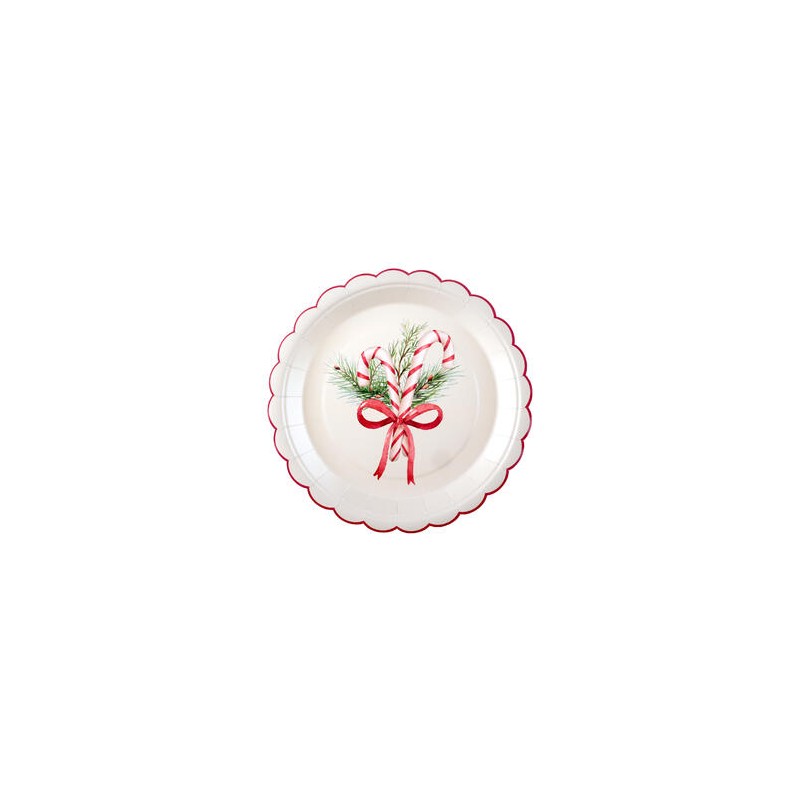 10 ASSIETTES BOUQUET DE NOEL ROUGE ET VERT JOYEUX NOEL 23 CM