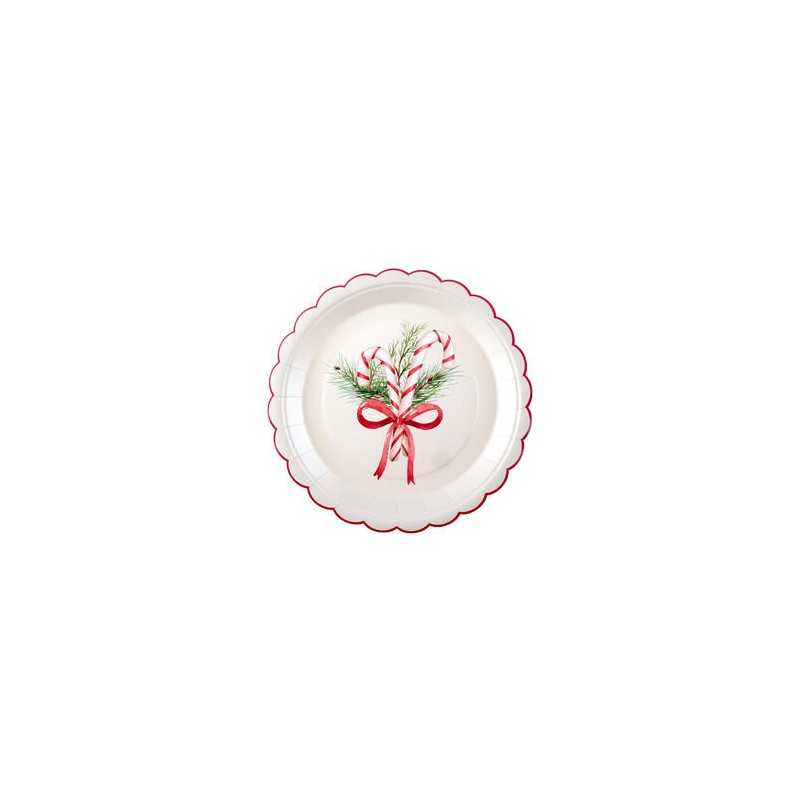 10 ASSIETTES BOUQUET DE NOEL ROUGE ET VERT JOYEUX NOEL 23 CM