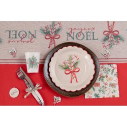 10 ASSIETTES BOUQUET DE NOEL ROUGE ET VERT JOYEUX NOEL 23 CM