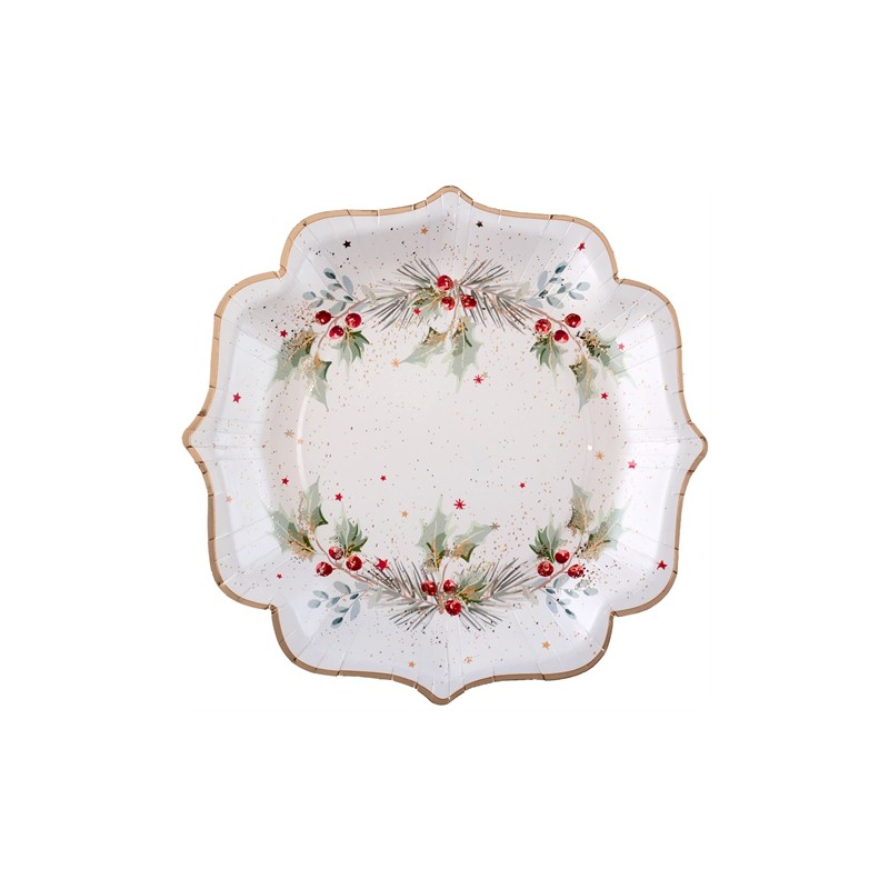 10 ASSIETTES NOEL SAPIN D'EPICES 21 X 21 CM