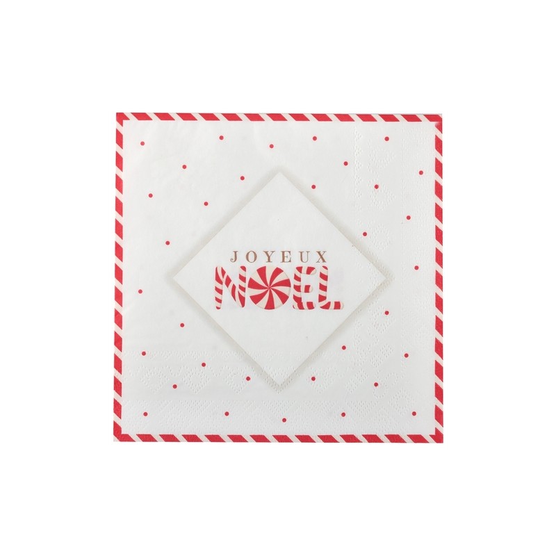 20 SERVIETTES JOYEUSE GOURMANDISE NOEL 33 X 33 CM 