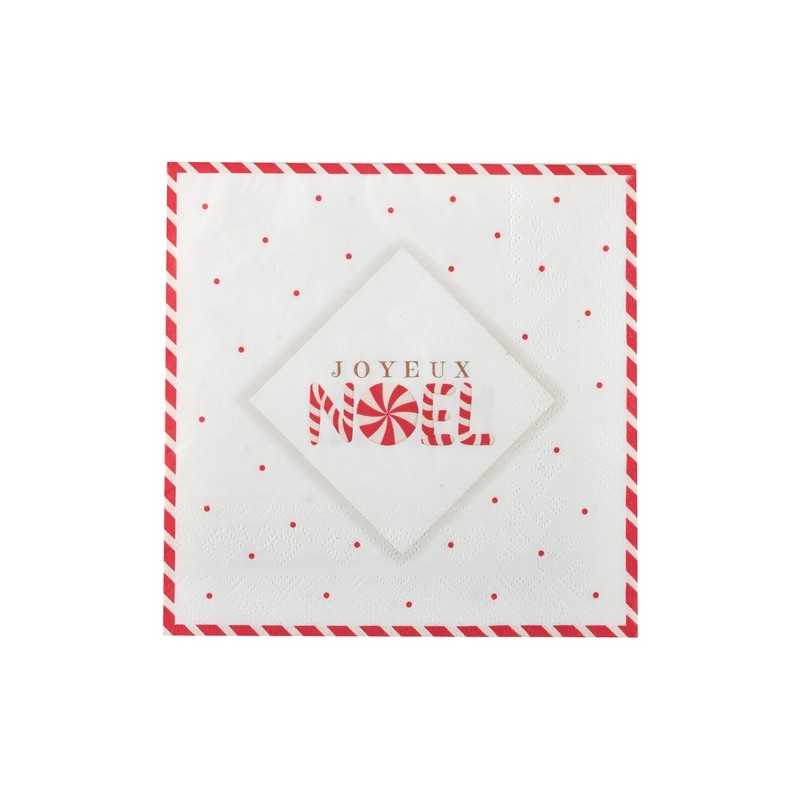 20 SERVIETTES JOYEUSE GOURMANDISE NOEL 33 X 33 CM 