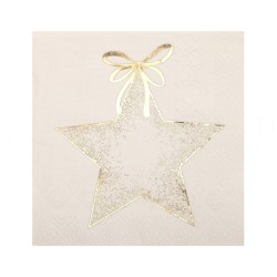 20 SERVIETTES PETITES ORNEMENT ETINCELANT 25 X 25 CM IVOIRE 