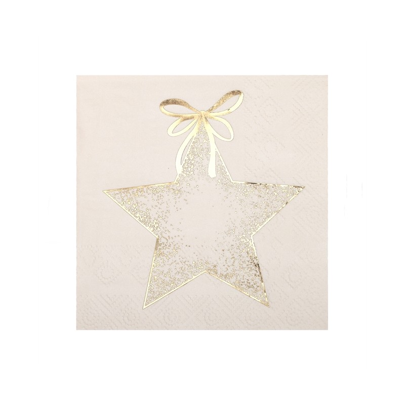20 SERVIETTES PETITES ORNEMENT ETINCELANT 25 X 25 CM IVOIRE 