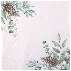 10 SERVIETTES NOEL DOUCEUR D'HIVER 33 X 33 CM VERT 