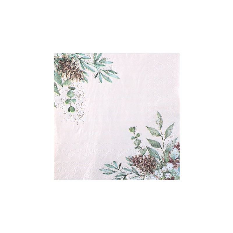 10 SERVIETTES NOEL DOUCEUR D'HIVER 33 X 33 CM VERT 