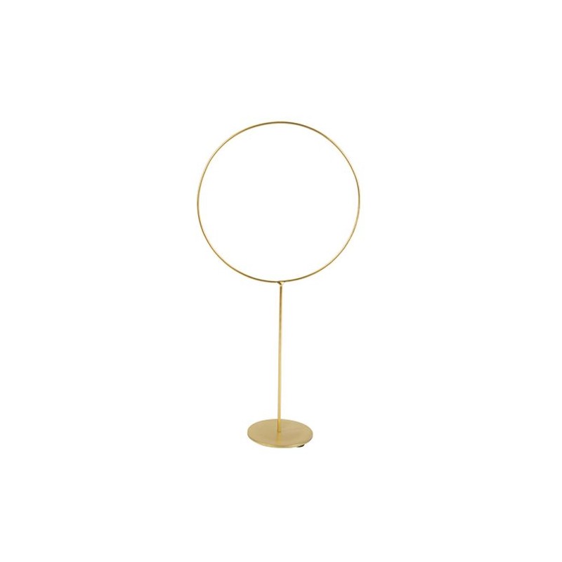DECORATION CERCLE SUR PIED A DECORER METAL OR 39 X 19 CM 