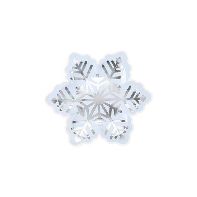 8 ASSIETTES FLOCON BLEU GLACIER BLANC ET ARGENT 23 CM