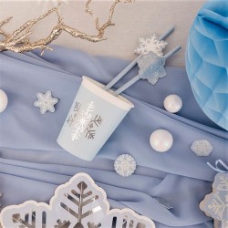 8 GOBELETS FLOCON BLEU GLACIER BLANC ET ARGENT 255 ML