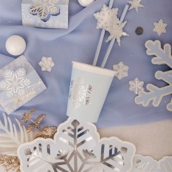 8 GOBELETS FLOCON BLEU GLACIER BLANC ET ARGENT 255 ML