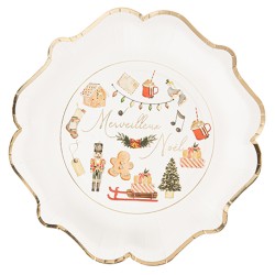 8 ASSIETTES MERVEILLEUX NOEL GOURMAND THEME NOEL 23 CM 