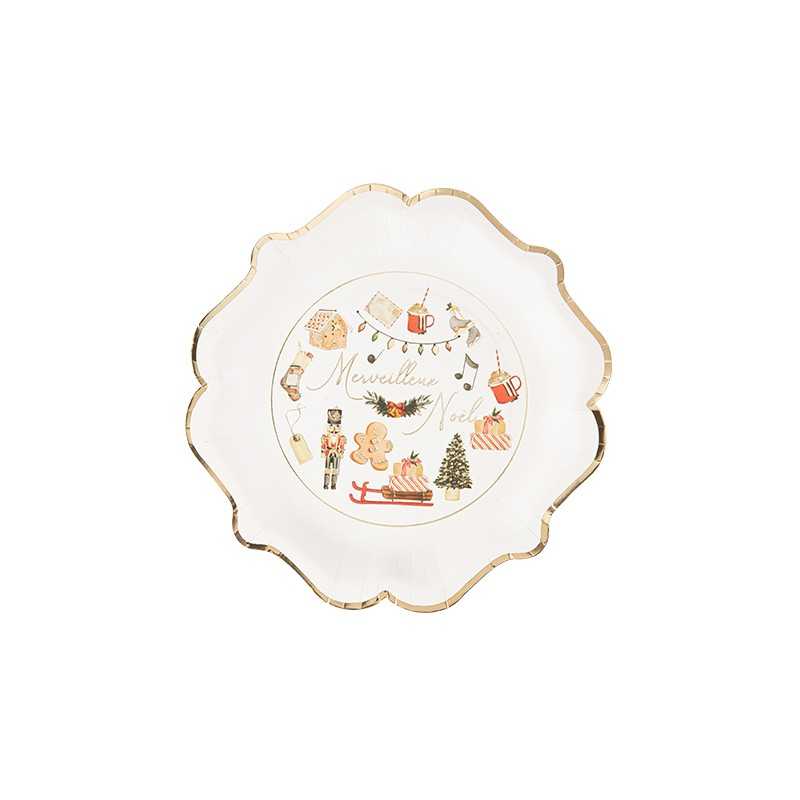 8 ASSIETTES MERVEILLEUX NOEL GOURMAND THEME NOEL 23 CM