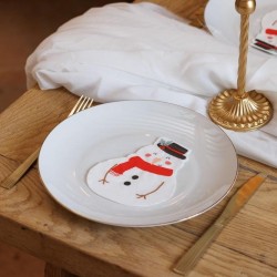 20 SERVIETTES BONHOMME DE NEIGE BLANC ET ROUGE 30 X 23 CM 2 PLIS 