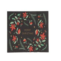 20 SERVIETTES HOUX NOIR, VERT ET ROUGE 32.5 X 32.5 CM 2 PLIS