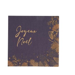 20 SERVIETTES FORET DE SAPIN MARINE ET OR 32.5 X 32.5 CM 2 PLIS 