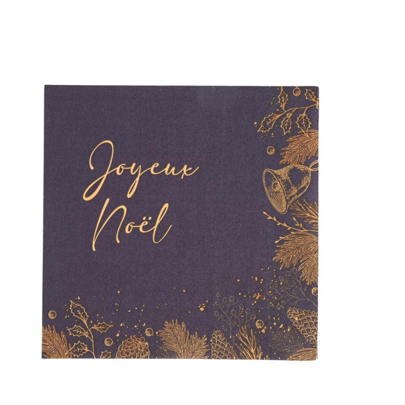 20 SERVIETTES FORET DE SAPIN MARINE ET OR 32.5 X 32.5 CM 2 PLIS 