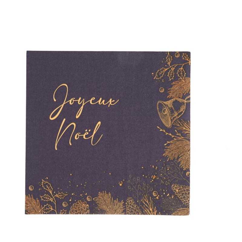 20 SERVIETTES FORET DE SAPIN MARINE ET OR 32.5 X 32.5 CM 2 PLIS 