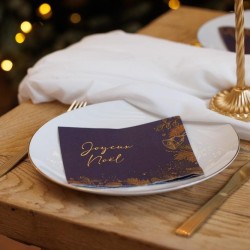 20 SERVIETTES FORET DE SAPIN MARINE ET OR 32.5 X 32.5 CM 2 PLIS 