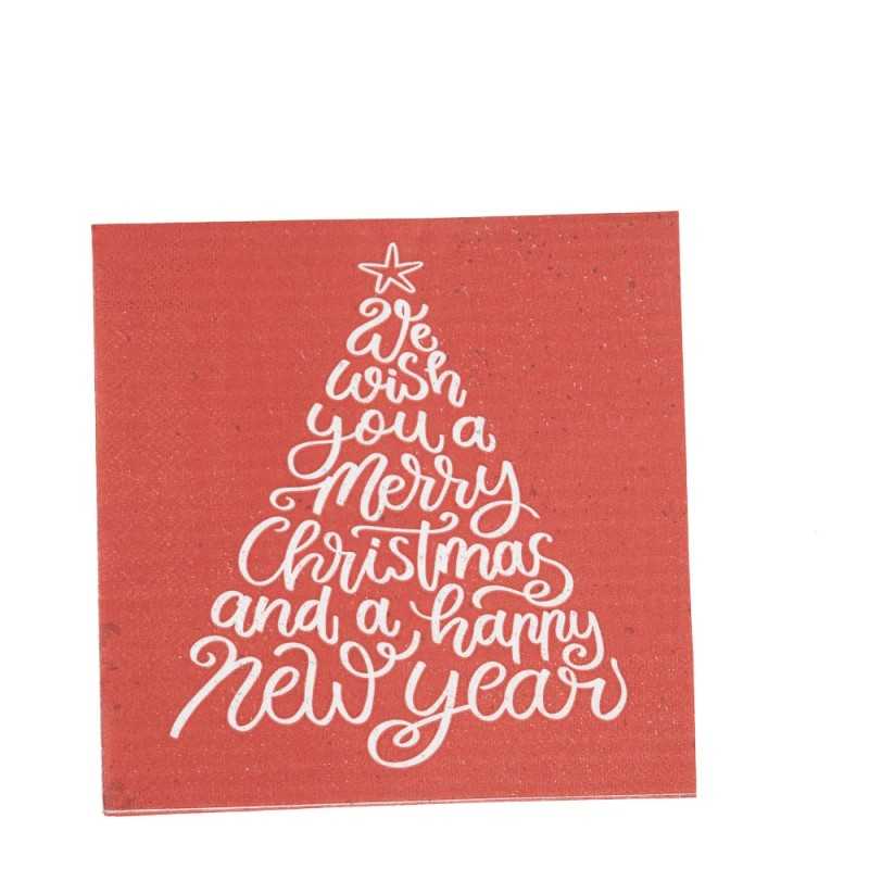 20 SERVIETTES COMPTINE SAPIN DE NOEL ROUGE ET BLANC 32.5 X 32.5 CM 2 PLIS 