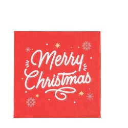 20 SERVIETTES ETOILES ROUGE ET BLANC 32.5 X 32.5 CM 