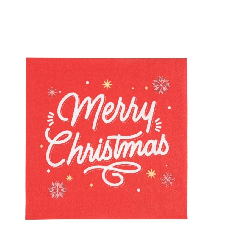 20 SERVIETTES ETOILES ROUGE ET BLANC 32.5 X 32.5 CM 