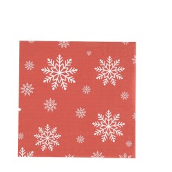 20 SERVIETTES FLOCONS ROUGE ET BLANC 32.5 X 32.5 CM 