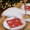 20 SERVIETTES FLOCONS ROUGE ET BLANC 32.5 X 32.5 CM 