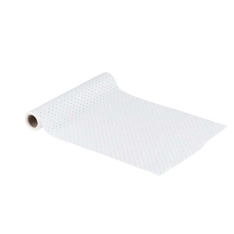 CHEMIN DE TABLE FLOCON BLANC ET OR 28 CM X 3M