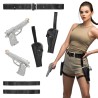 CEINTURE + DOUBLE HOLSTER + 2 PISTOLETS LARA NOIRE SET AVENTURIER