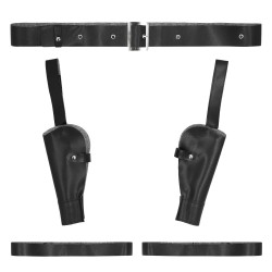 CEINTURE + DOUBLE HOLSTER + 2 PISTOLETS LARA NOIRE SET AVENTURIER
