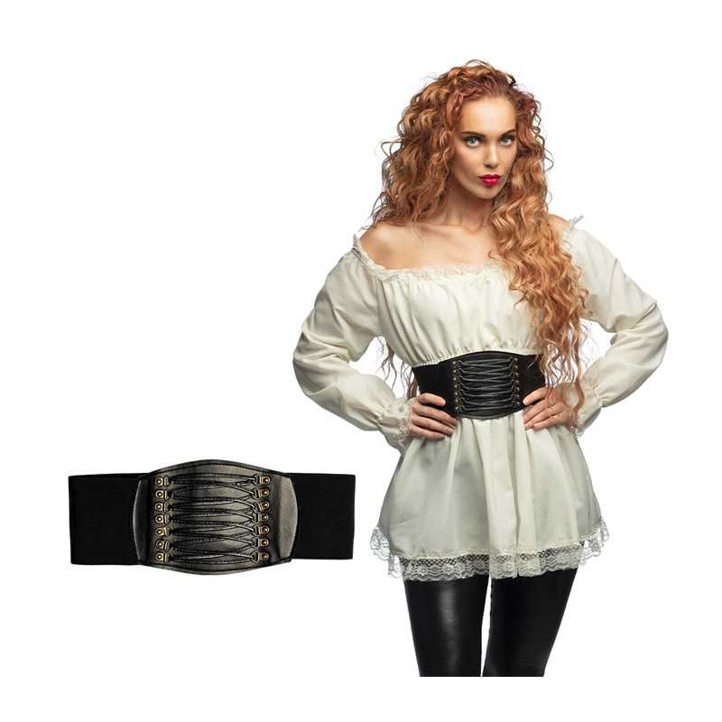 CORSET OU CEINTURE NOIR TYPE MEDIEVAL-PIRATE RACHEL TAILLE M-L