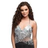 TOP FESTIVAL ARGENT AVEC STRASS TAILLE UNIQUE
