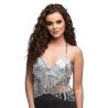 TOP FESTIVAL ARGENT AVEC STRASS TAILLE UNIQUE 