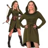 DEGUISEMENT GOTIQUE MEDIEVALE ROBIN DES BOIS FEMME ROBE VERTE A CAPUCHE TAILLE L