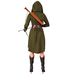 DEGUISEMENT GOTIQUE MEDIEVALE ROBIN DES BOIS FEMME ROBE VERTE A CAPUCHE TAILLE L