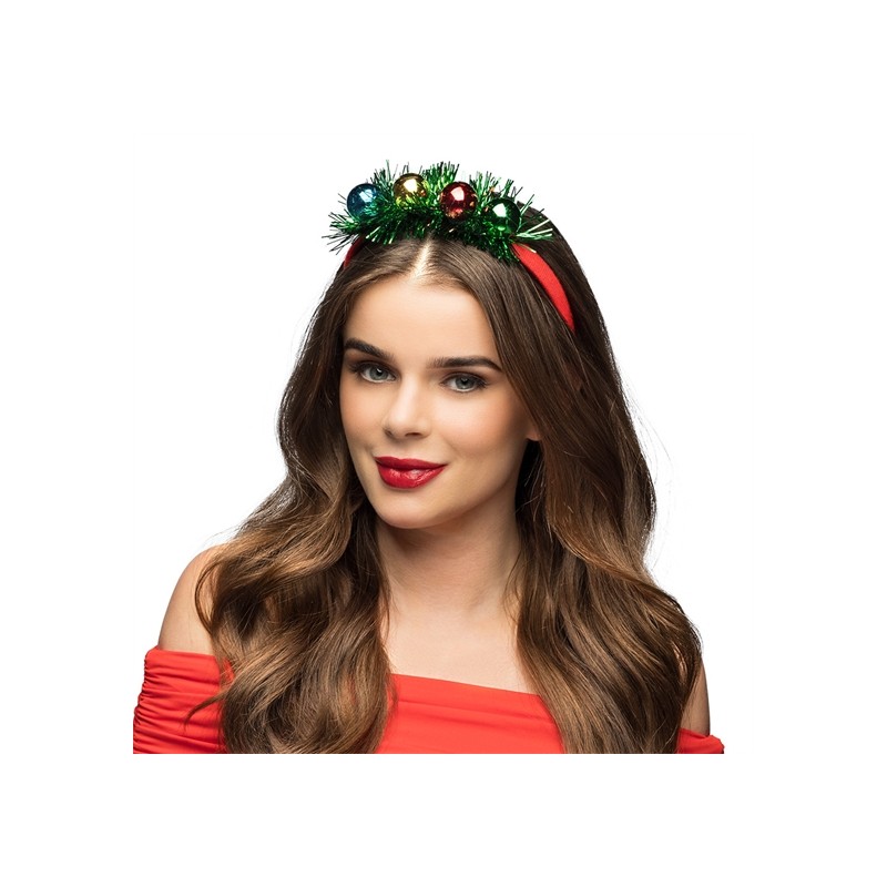 TIARE OU SERRE TETE BOULES DE NOEL OR ROUGE ET VERT