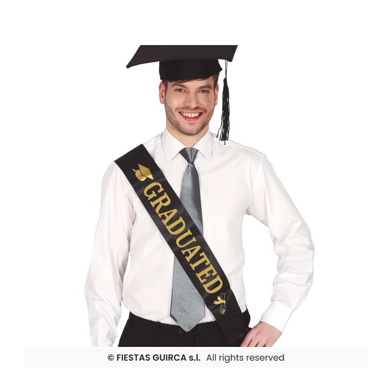 ECHARPE ETUDIANT LAUREAT GRADUATED NOIRE ET OR