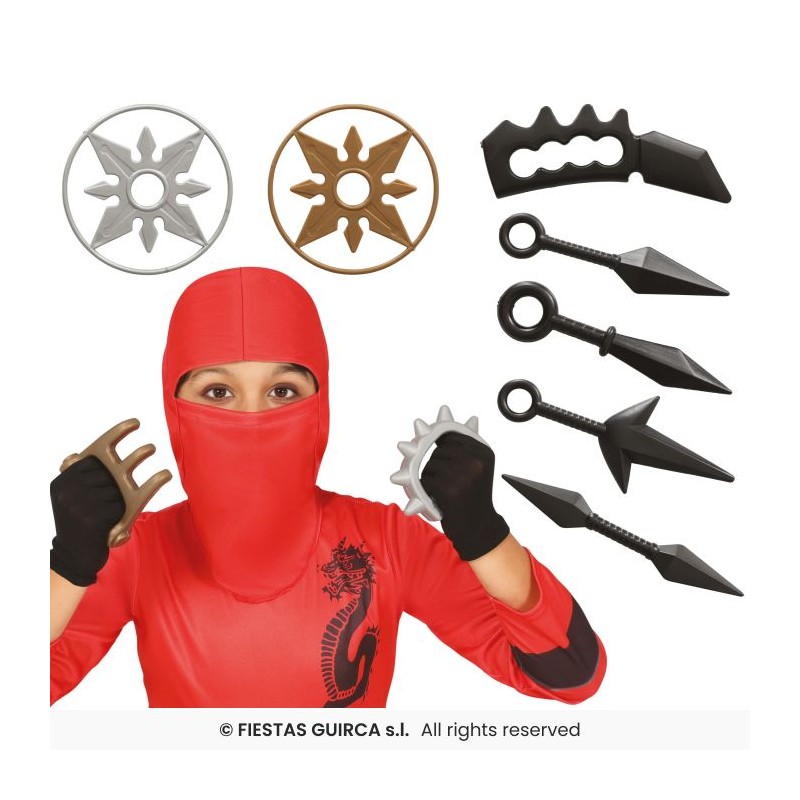 SET NINJA 10 PIECES COUTEAU SHURIKEN KUNAI COUP DE POING AMERICAIN