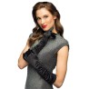 PAIRE DE GANTS PLISSE NOIR HOLLYWOOD 40 CM AU DESSOUS DU COUDE