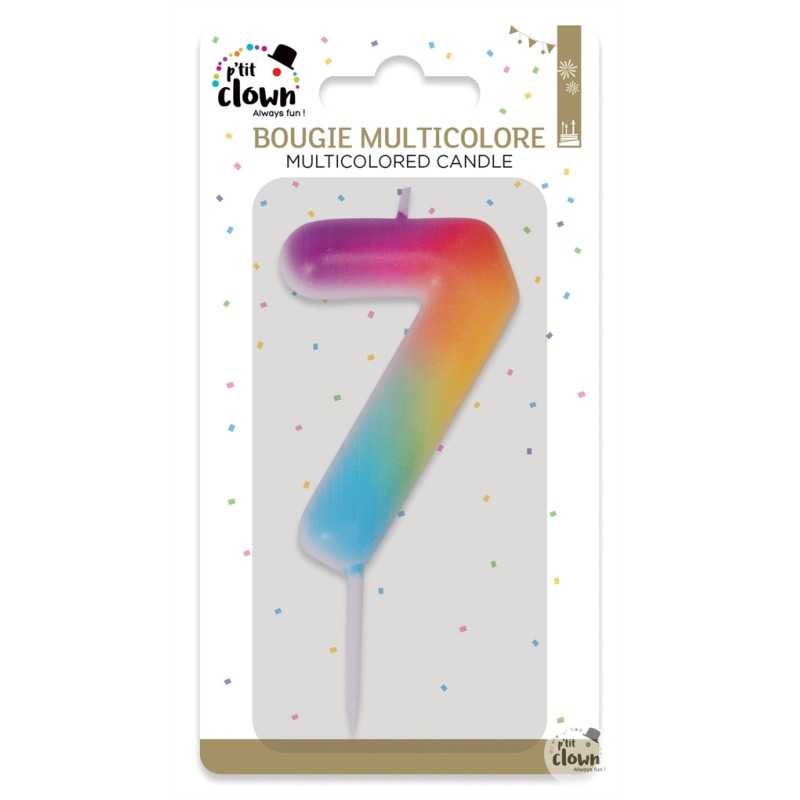 BOUGIE MULTICOLORE CHIFFRE 7